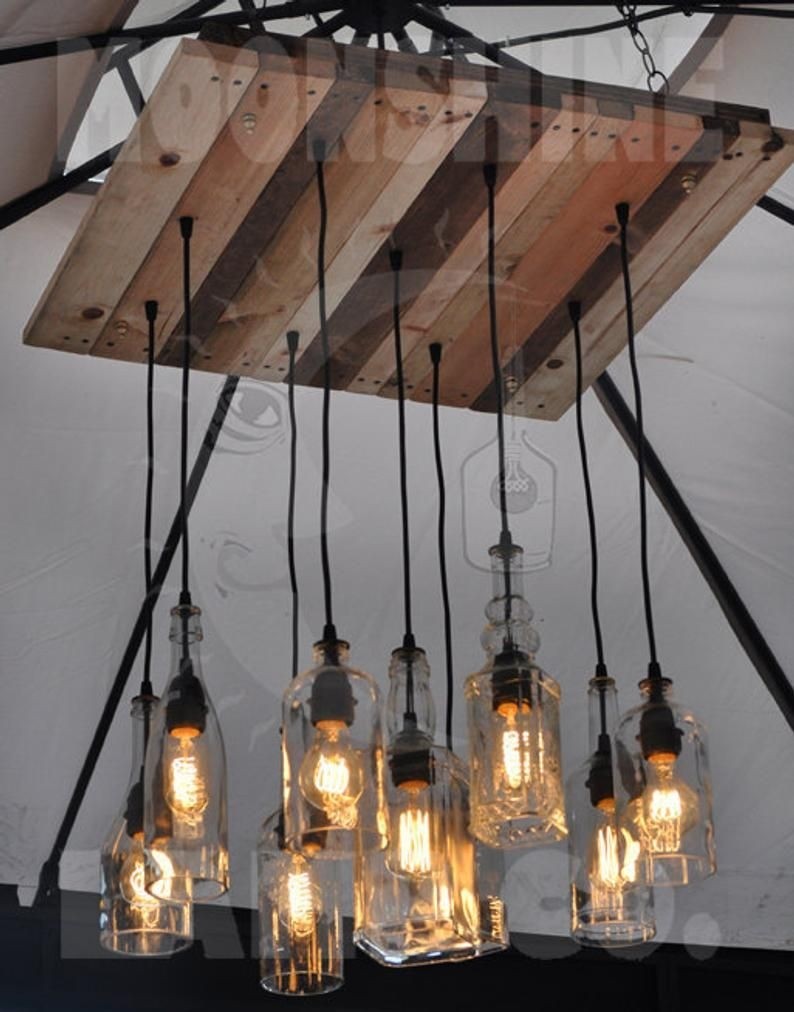 The californian 9 light recycled bottle chandelier with