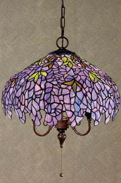 Tiffany style purple stained glass hanging lamp free