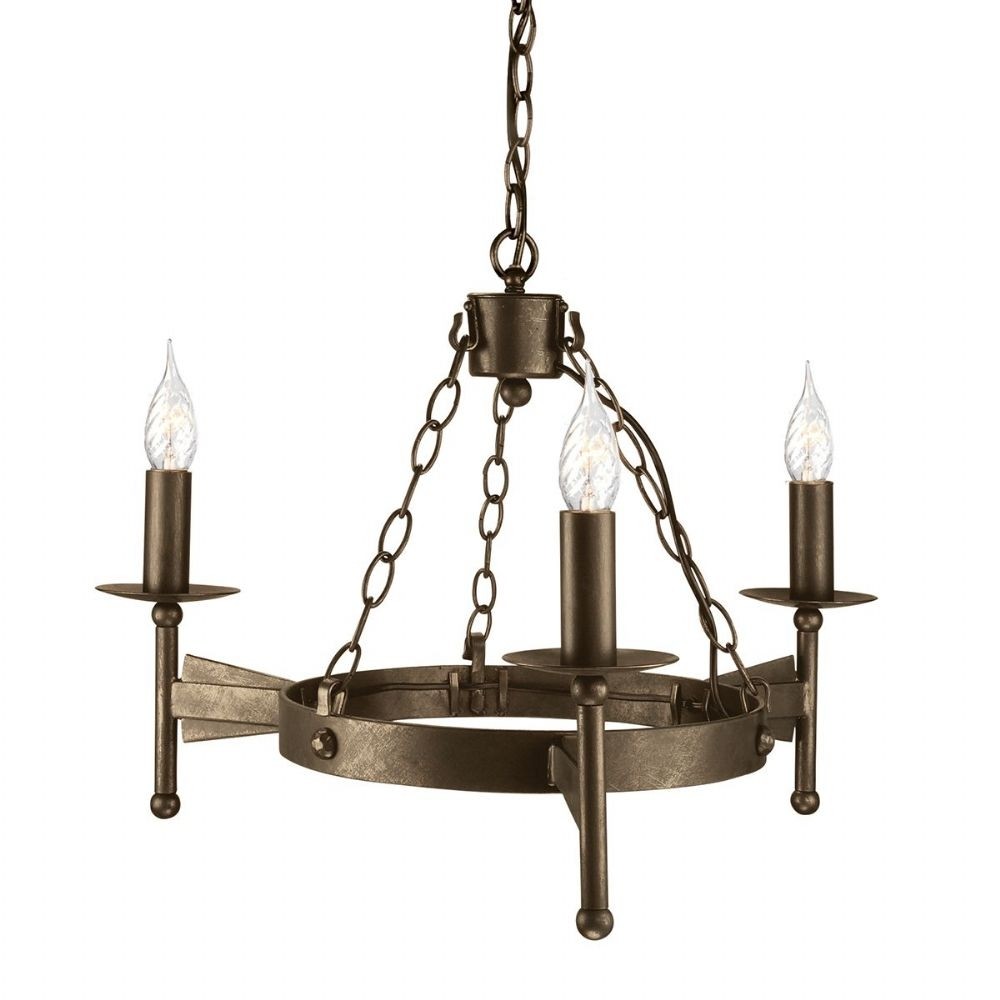 Cromwell 3 light medieval style chandelier in an old