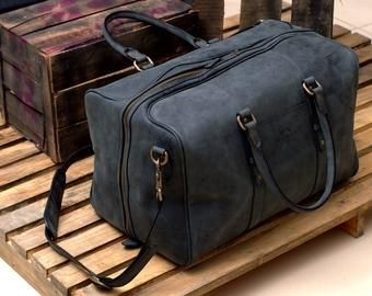 Leather duffel bag with laptop compartment vintage cowhide 7