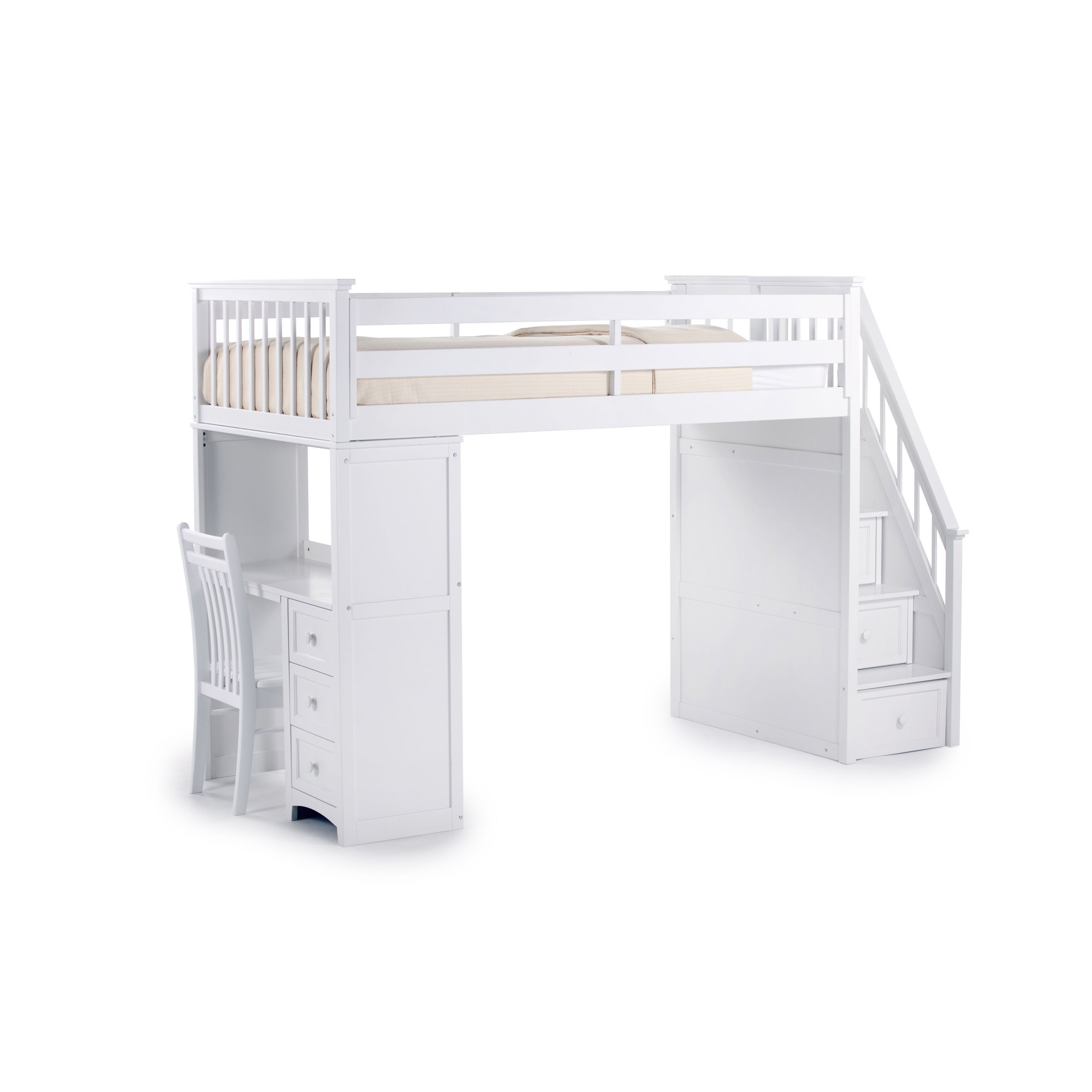 Ne kids school house white stair loft with desk end