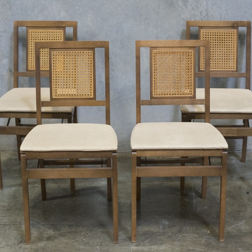 Set of four vintage stakmore folding chairs ebth