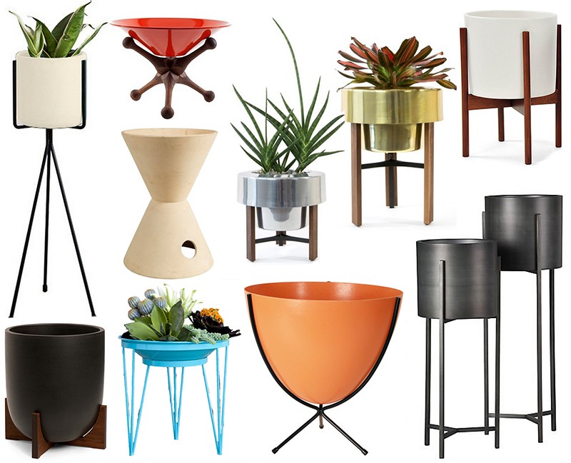 Stylish Mid-Century Modern Indoor Planters Collection