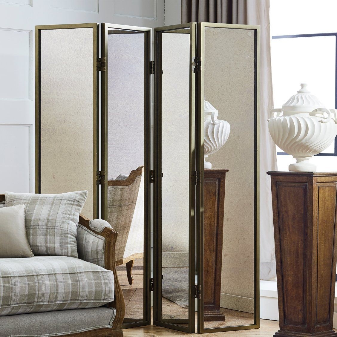 Trevi folding screen mirror room divider dressing room