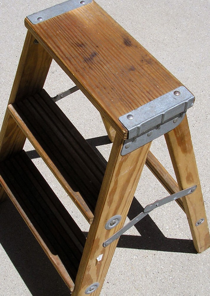 Vintage step stool wood metal stool 1960s kitchen stool