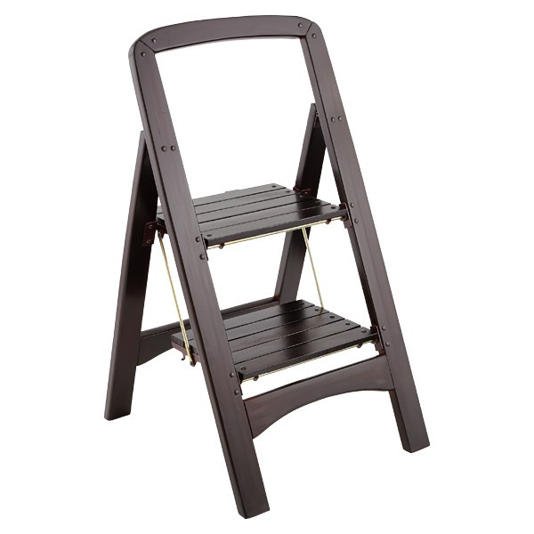 Walnut 2 step wooden folding stool the container store 2