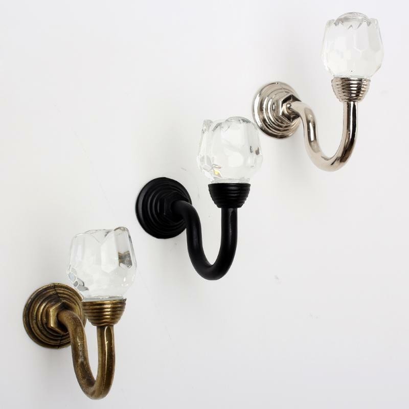 2pcs alloy crystal wall coat hat hook tieback curtain