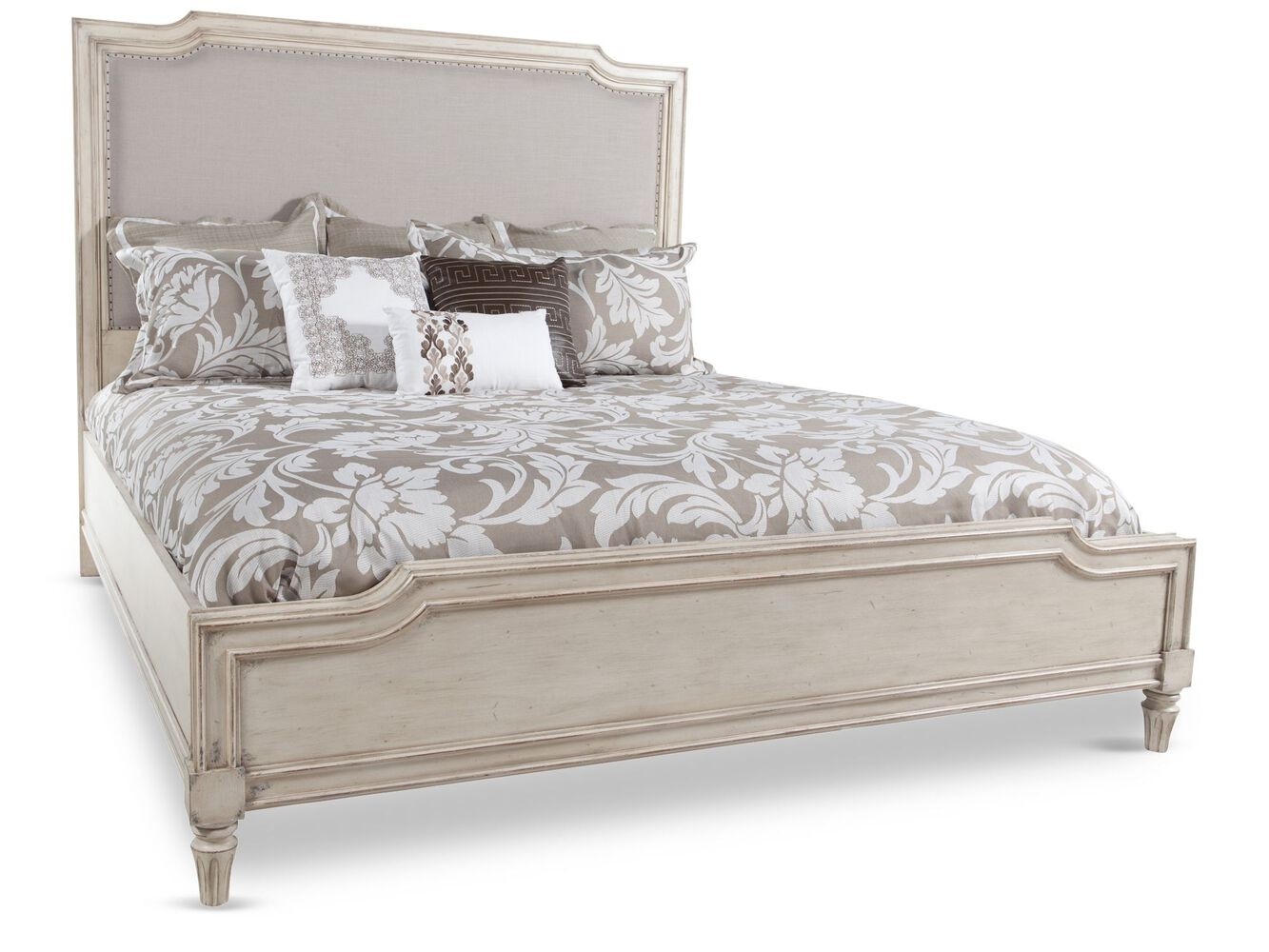 68 traditional distressed panel bed in vintage white 1