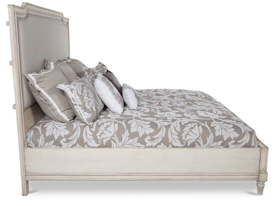 68 traditional distressed panel bed in vintage white 3