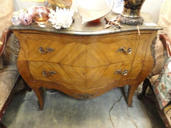Charming french bombay chest marble top two by