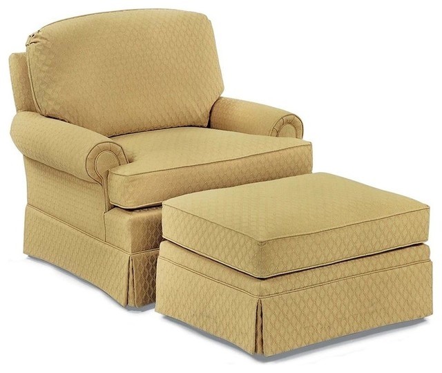 Lounge chair w skirted ottoman fabric amber