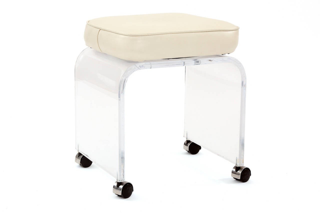 Lucite swivel vanity stool for sale at 1stdibs