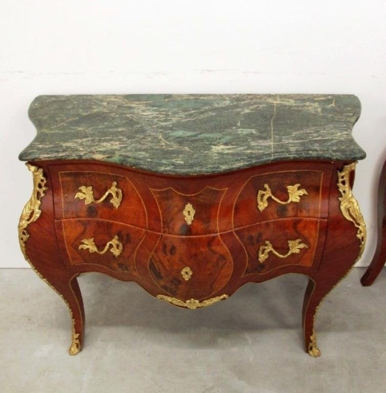 Marble top louis xv style gold ormolu bombay chest