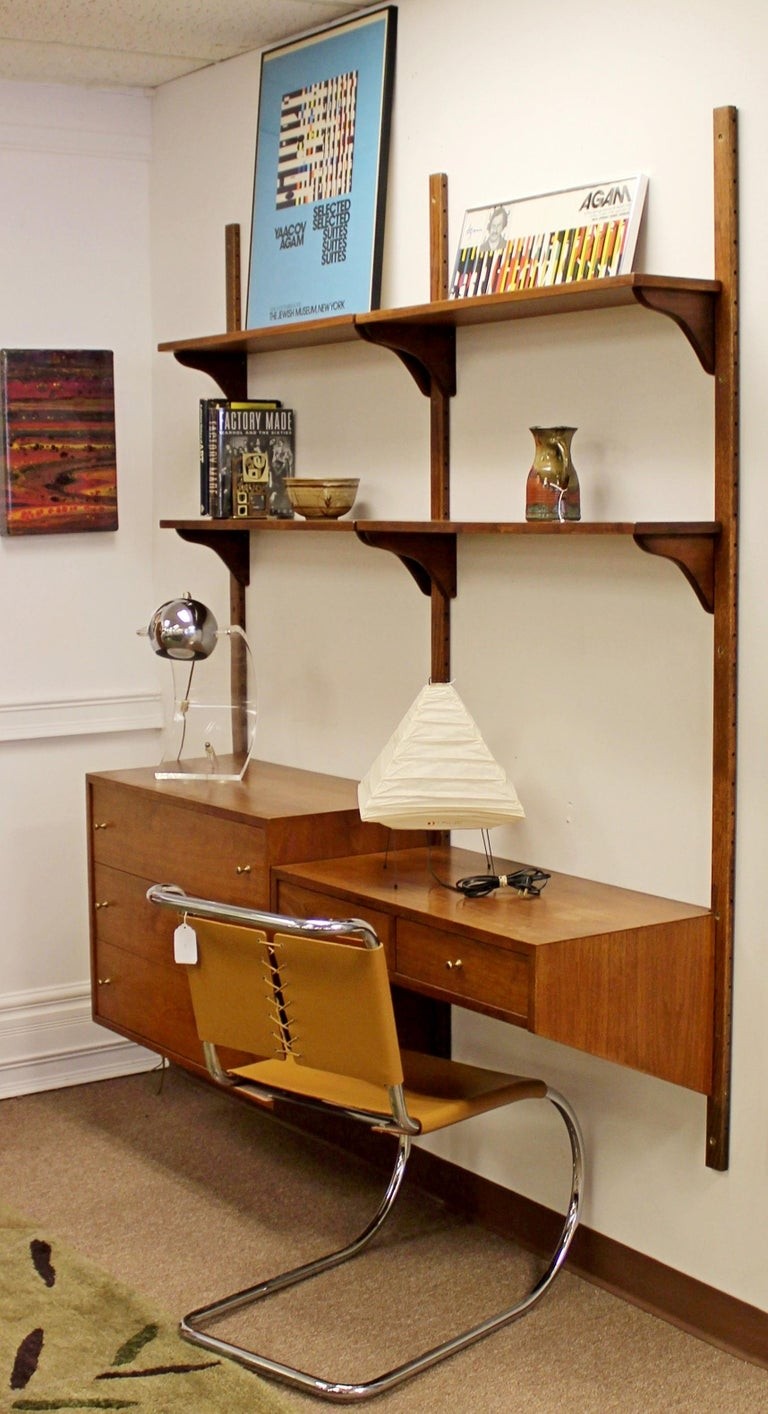 Mid-Century Modern Wall-Mounted Modular Desk and Shelving