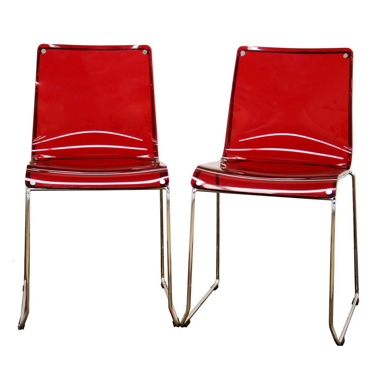 Baxton Studio Red Transparent Acrylic Dining Chairs