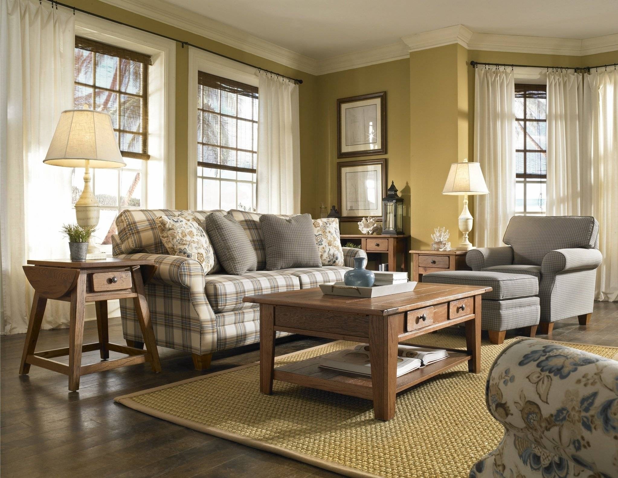 Cozy Country Style Sofas and Wooden Accents