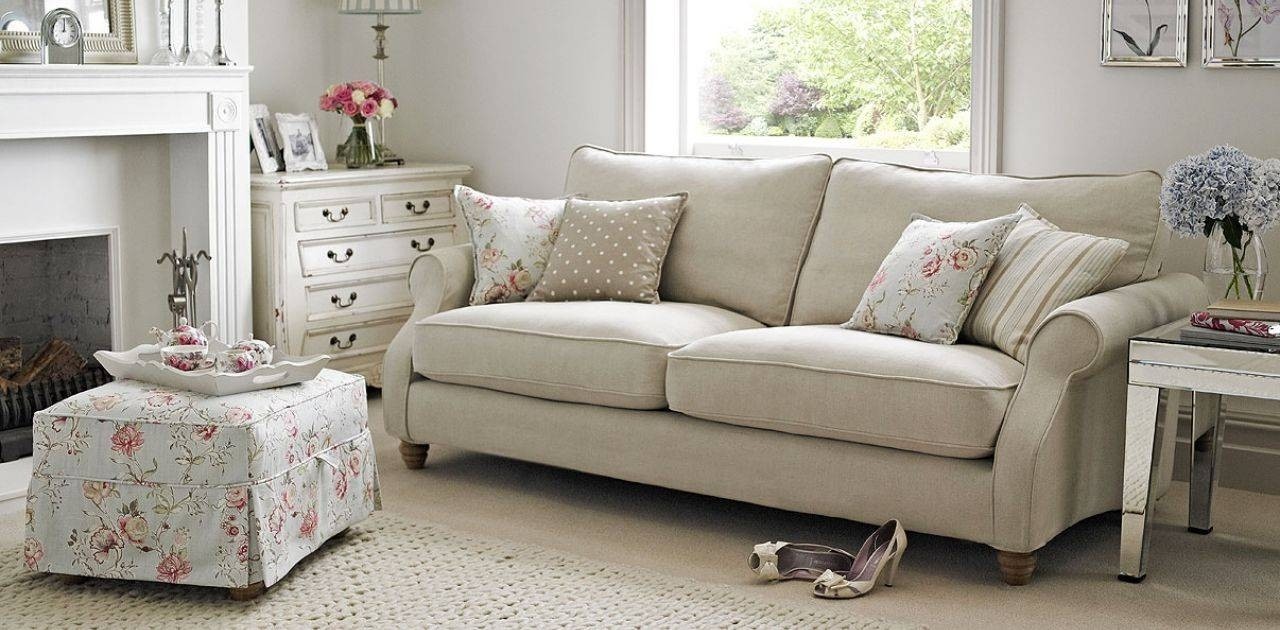 Cozy Neutral Sofas with Floral Country Style Accents