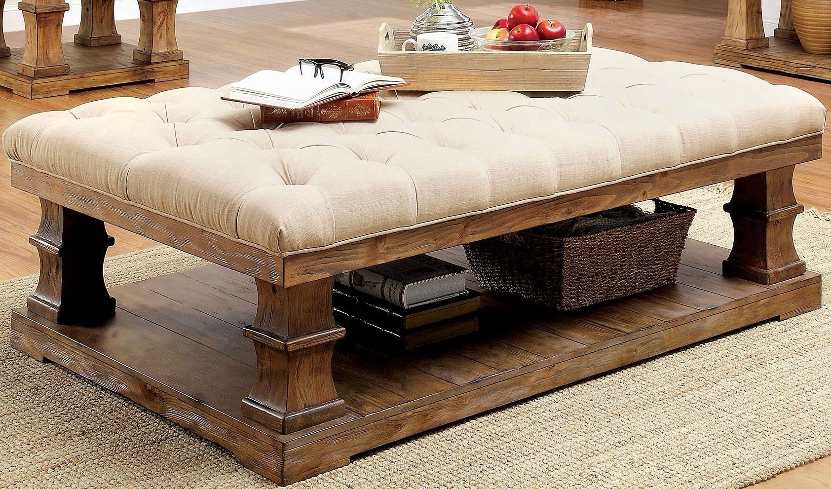 Granard natural tone cushion top coffee table cm4457f c