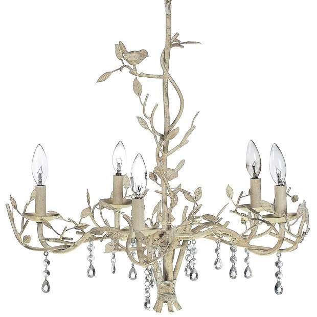 Metal bird and twig chandelier antique farmhouse