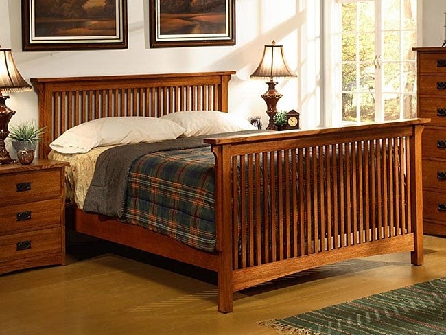 Mission solid oak king size spindle bed 10872064