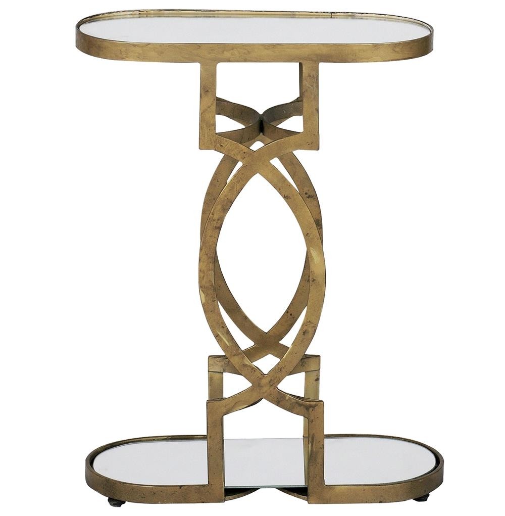 Natasha Art Deco Antique Brass Geometric Side Table