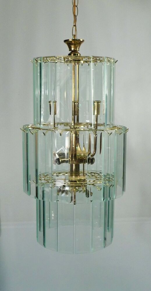 Retro vintage mid century modern beveled clear crystal
