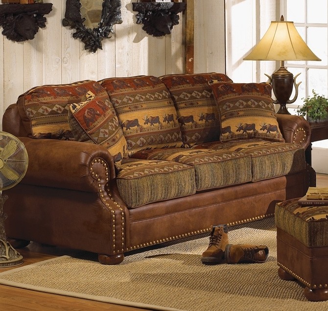 Rustic Country Style Sofa with Animal Pattern Cushions