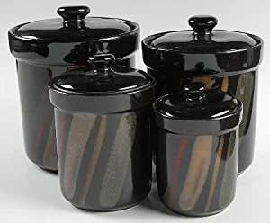 Amazon com sango avanti black 4 piece canister set box