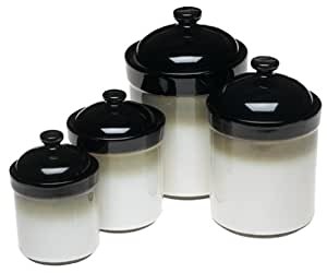 Amazon com sango nova black canisters set of 4 kitchen
