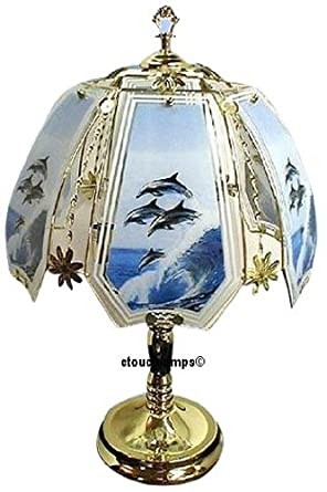 Dolphin touch lamp 4 with polished brass base table