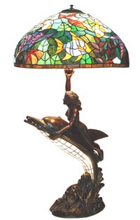 Dolphin with green ocean park shade tiffany style floor lamp