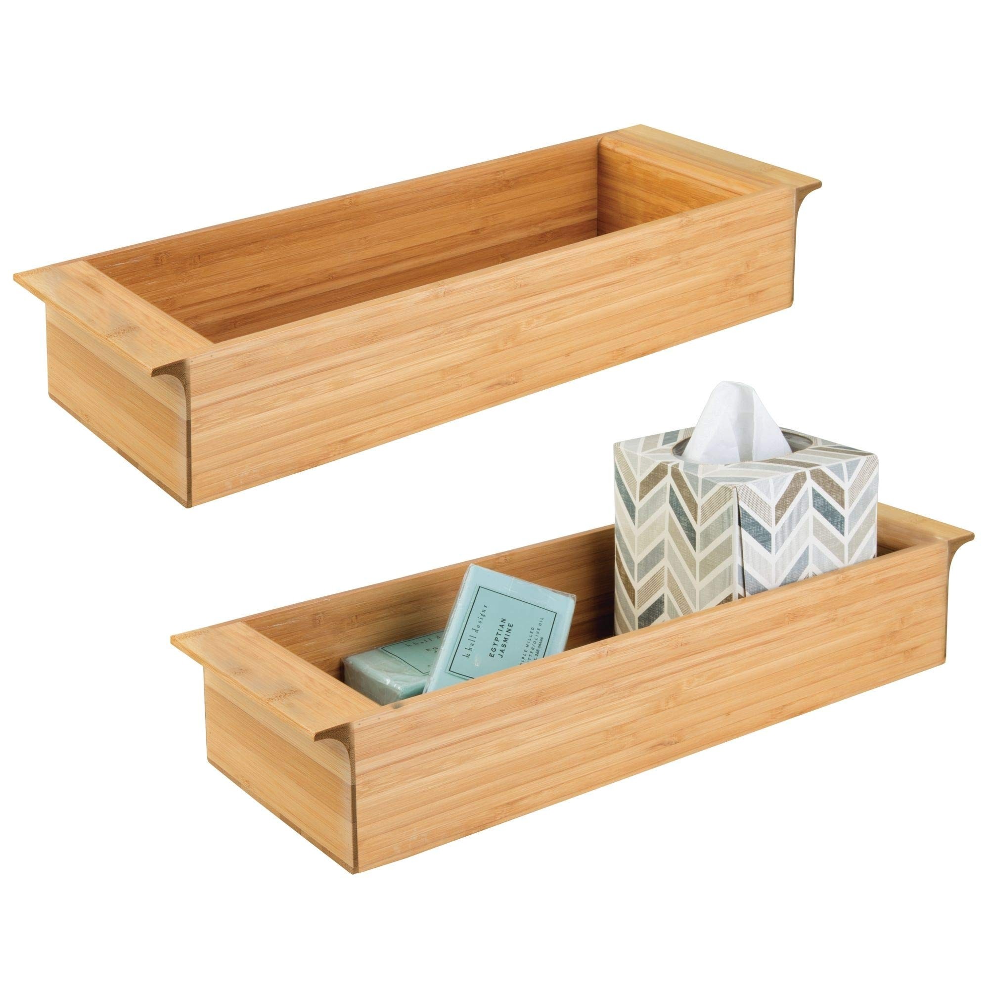 Mdesign bamboo toilet tank storage bin pack of 2