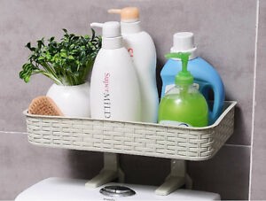 Over the toilet tank storage tray rattan pattern plastic