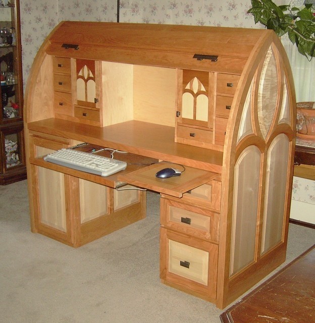Smart and flexible roll top computer desk