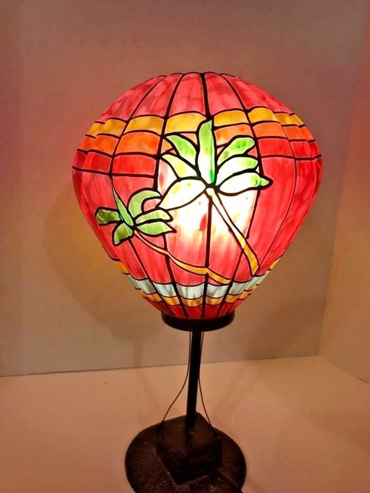 Vintage glass hot air balloon trees tiffany style table