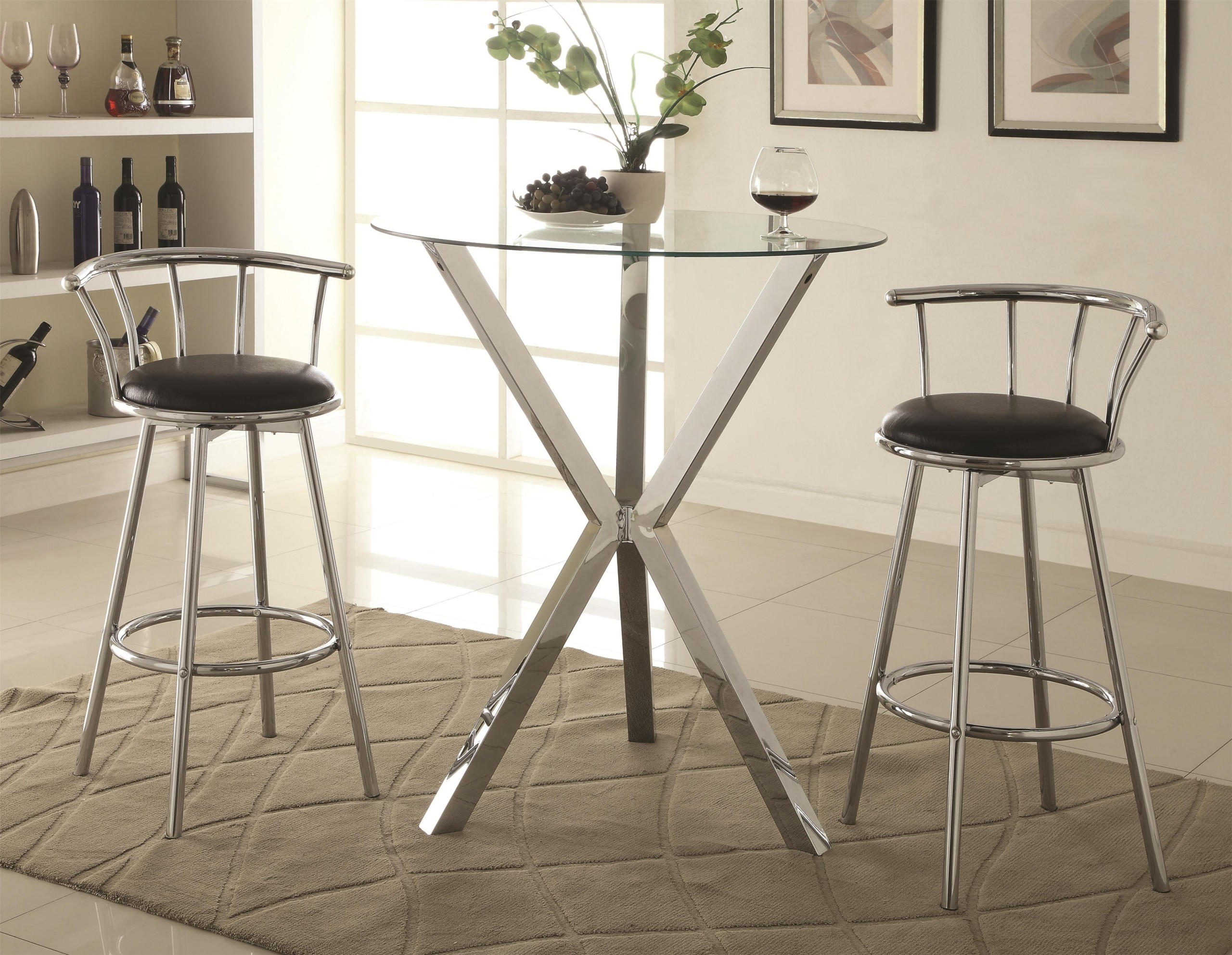 Bar units and bar tables round pub table with glass