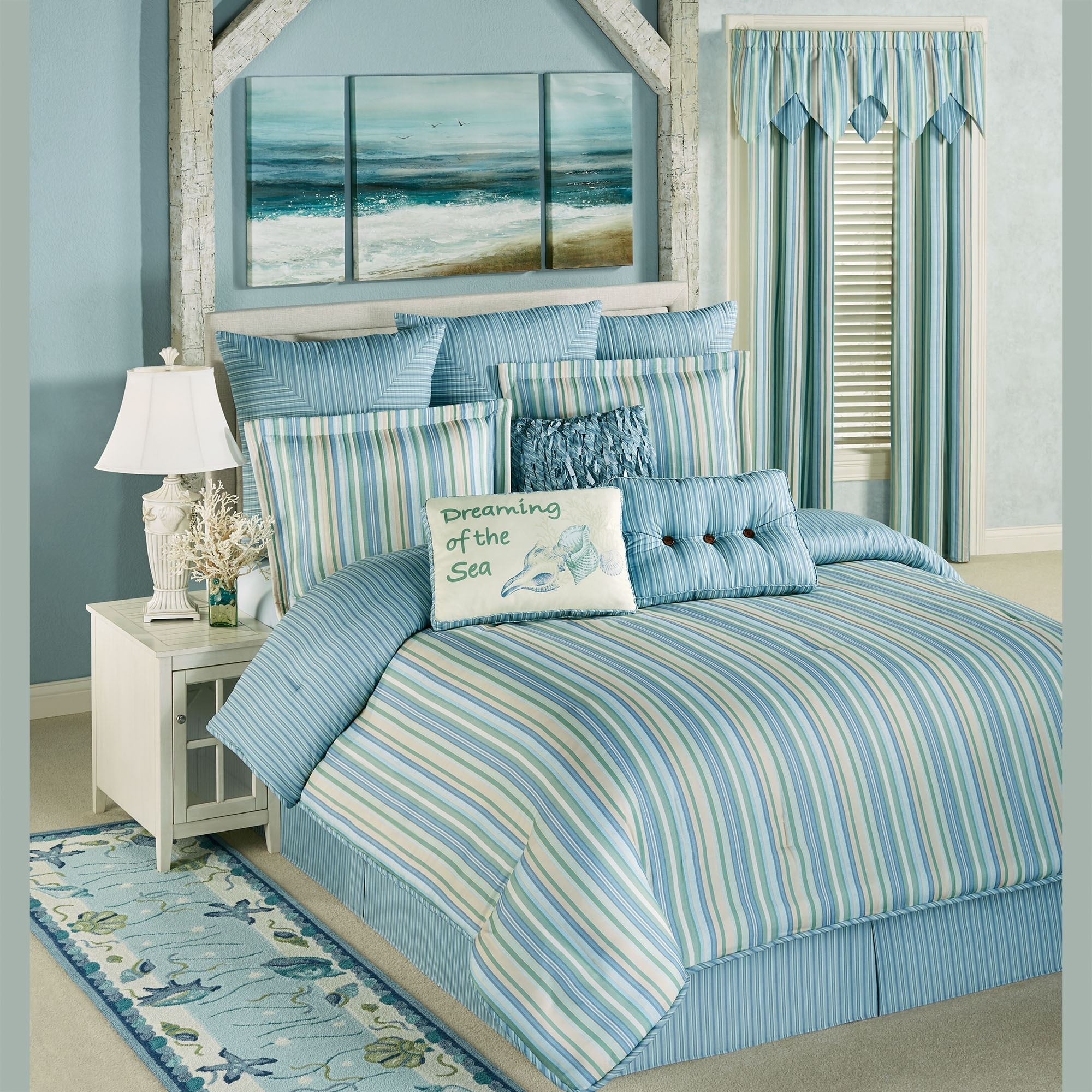 Clearwater coastal striped comforter bedding