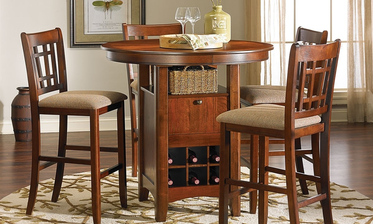 Mission oak bar pub height dining set haynes furniture