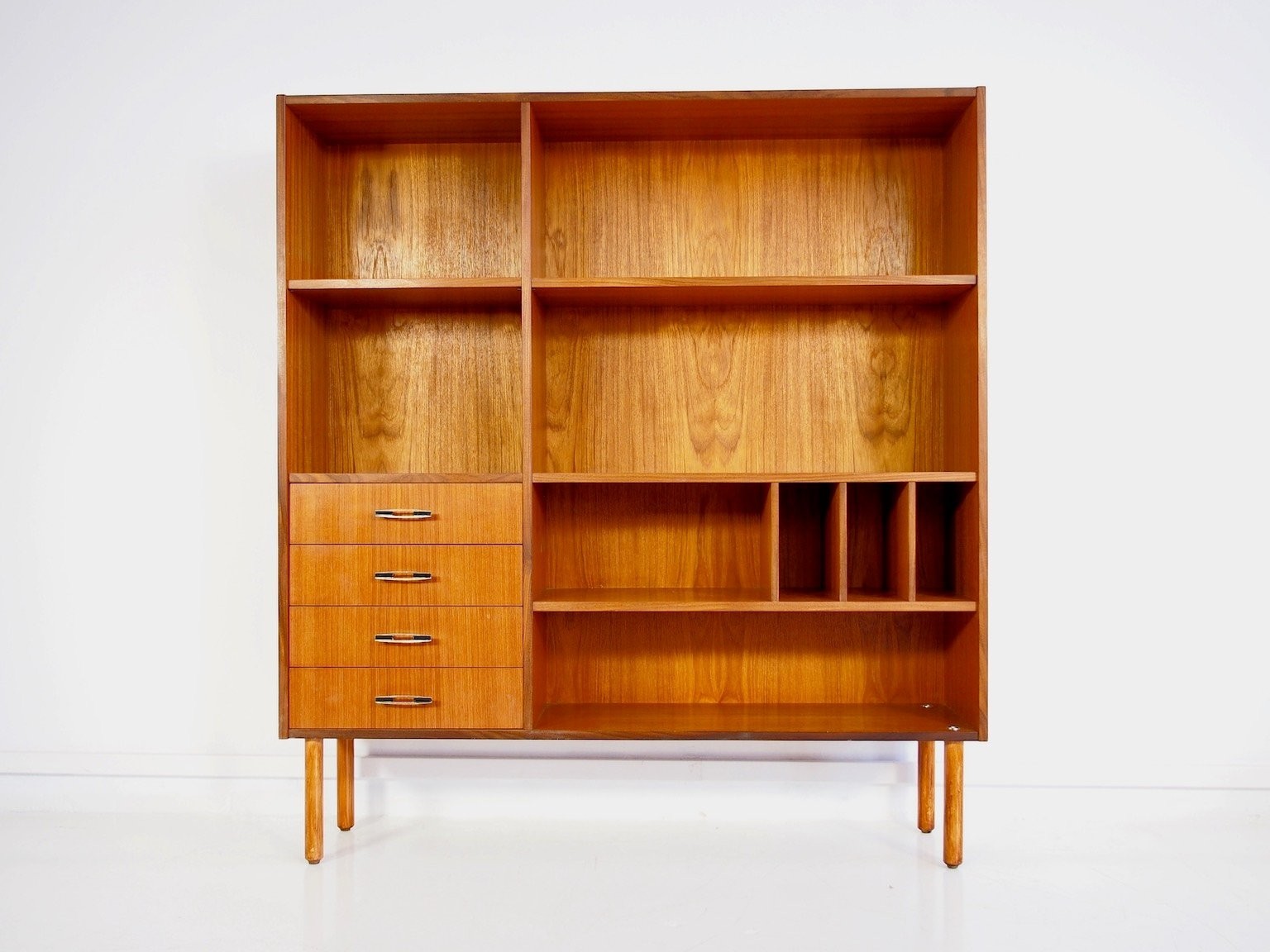Vintage scandinavian modern teak bookshelf with shelves