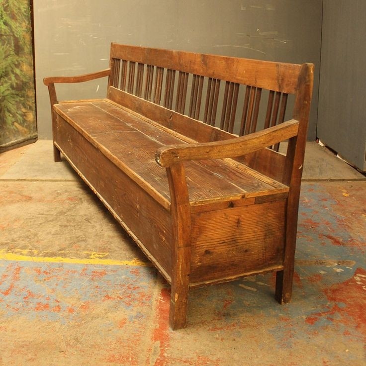 A long box settle or box bench storage bench seating