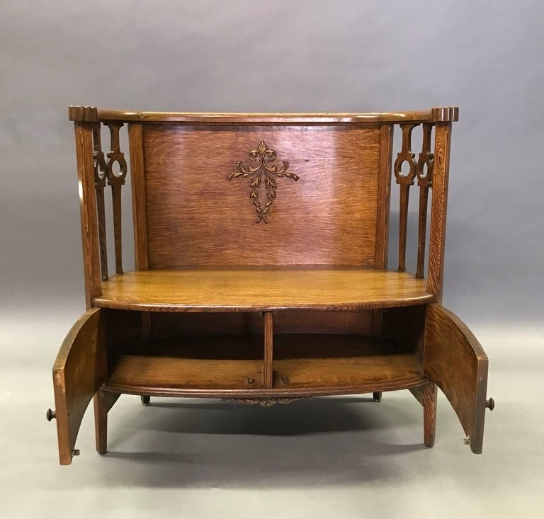 Antique carved tiger oak entryway settle storage bench for 4