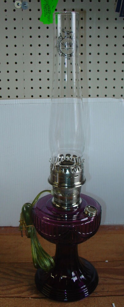 Antique look amethyst purple glass electric table lamp by
