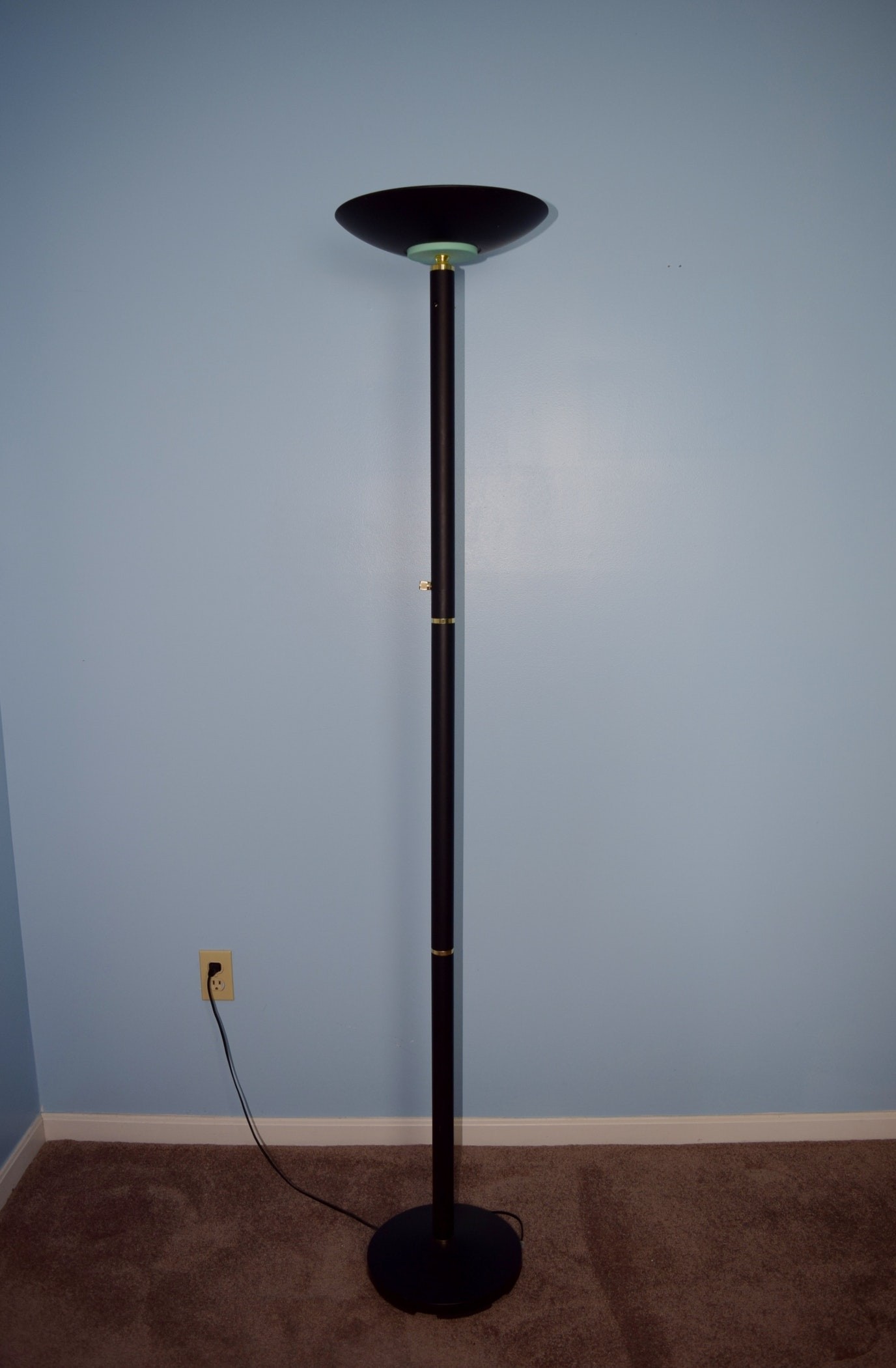 Black halogen torchiere floor lamp ebth 2