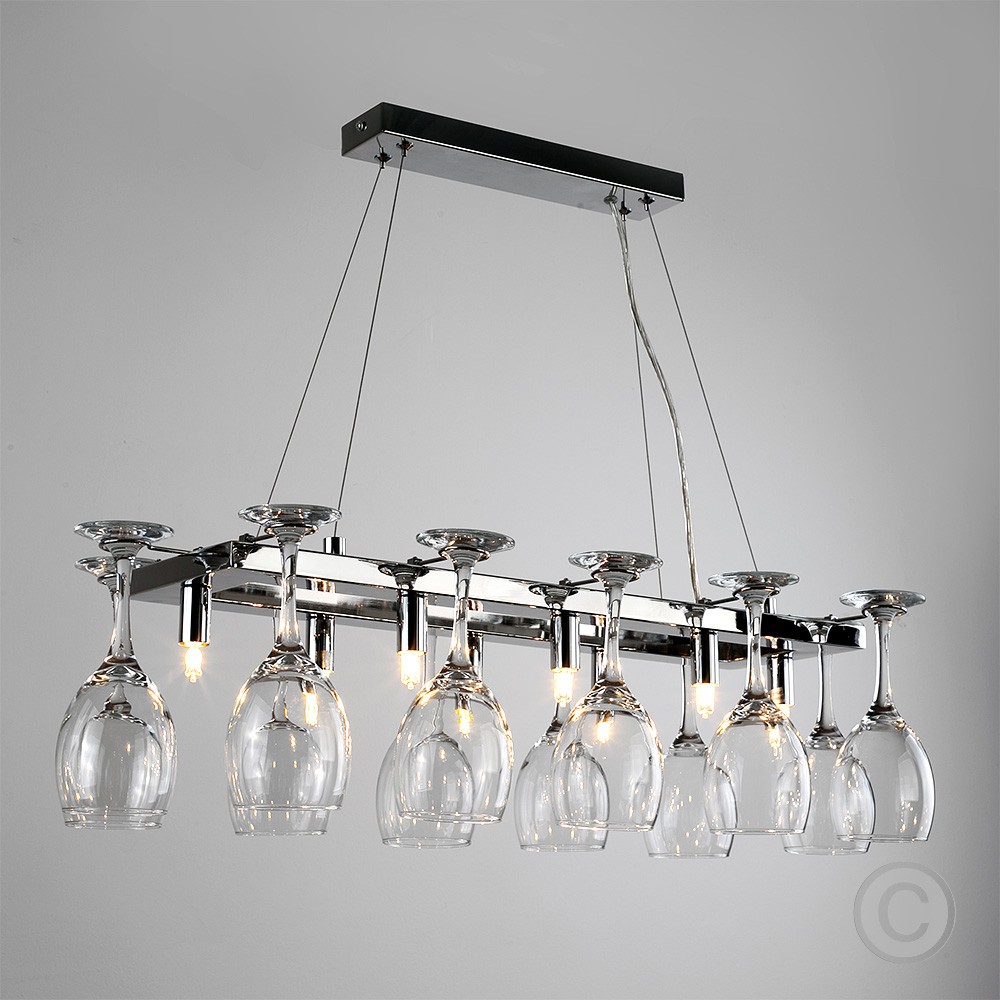 Chrome wine glass chandelier kitchen dining breakfast bar