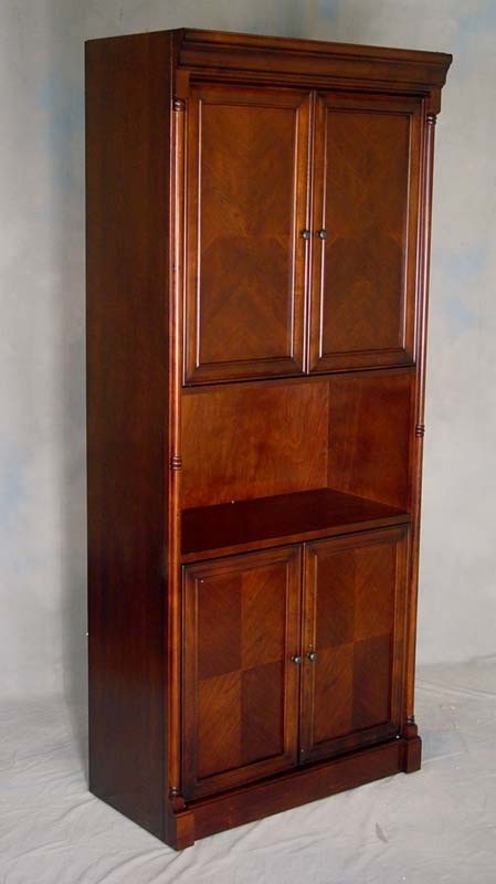 Dark brown cherry door bookcase or library bookshelf with