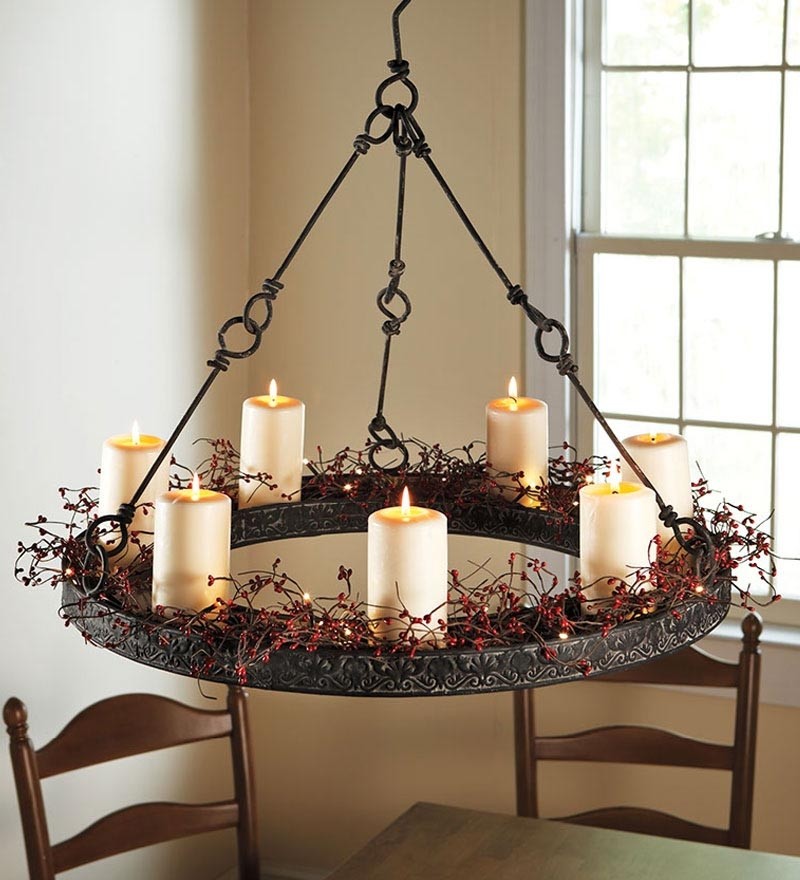 Diy pillar candle chandelier light fixtures design ideas