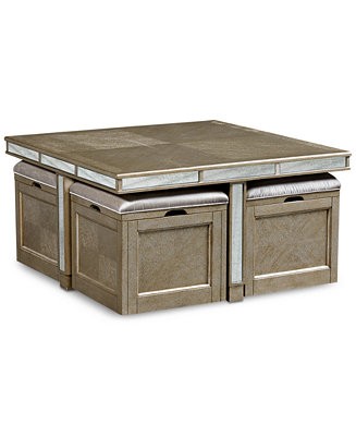 Furniture closeout ailey cube coffee table with 4 storage