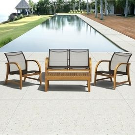 International home 4 piece brown wood patio conversation