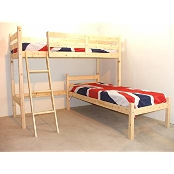 L shaped 3ft bunkbed wooden lshaped bunk bed for kids