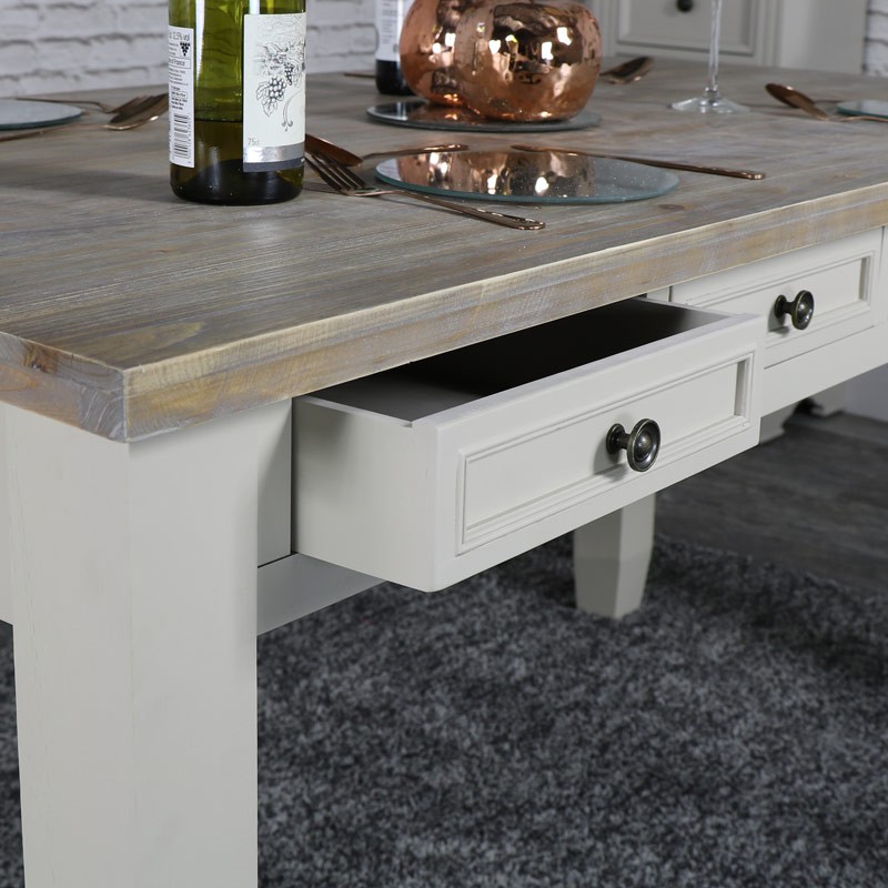 Large taupe 8 drawer dining table cotswold range